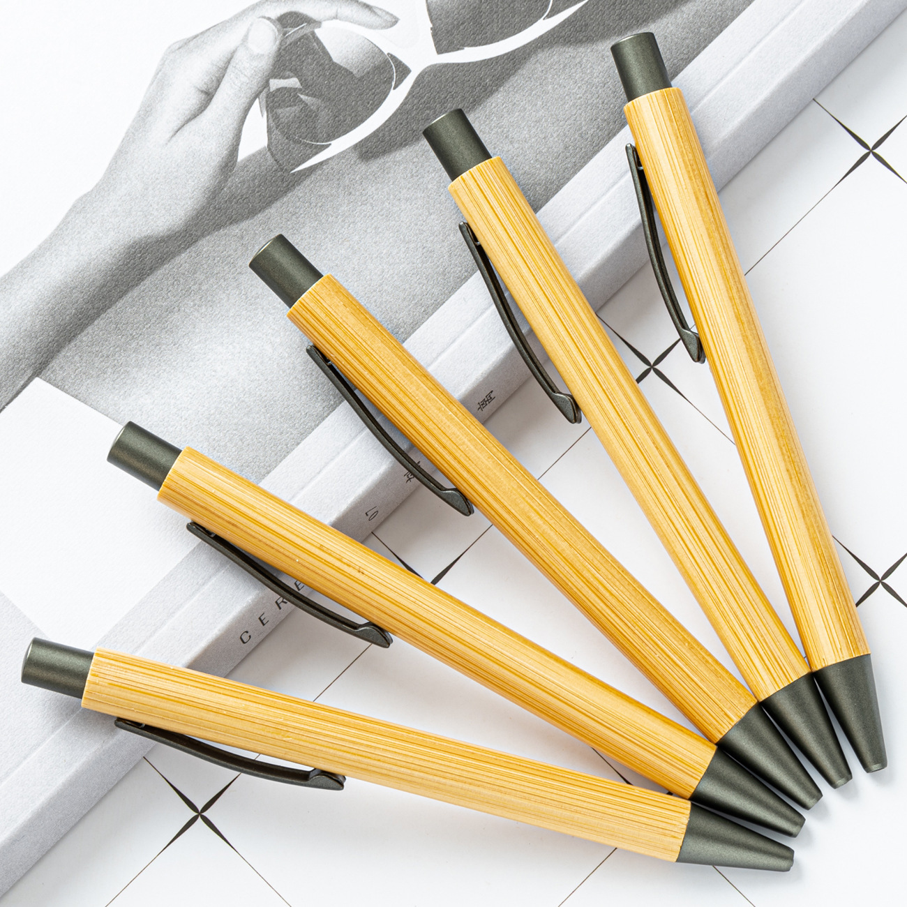 按动竹子笔批发创意竹木礼品笔广告笔可印刷logo复古竹子圆珠笔