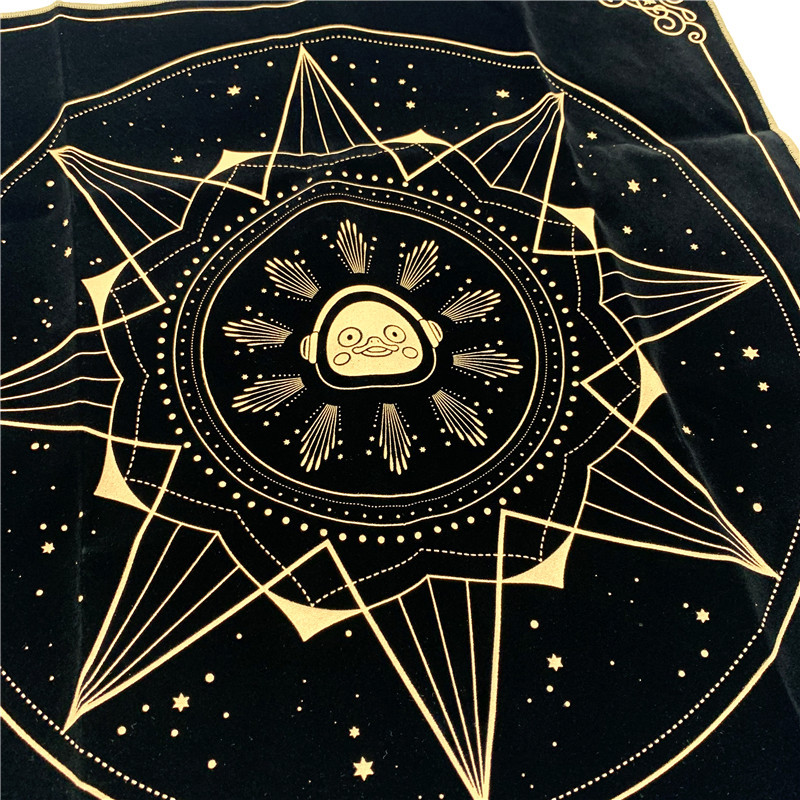 5*47.5cm满版印刷塔罗牌桌布定制 外锁边绒布复古塔罗牌桌布