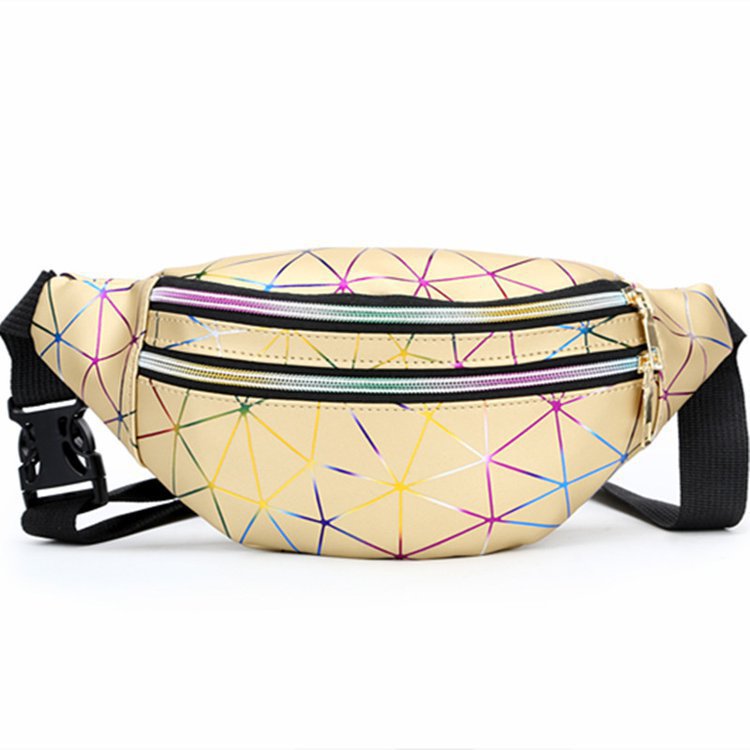 Bright Leather Belt Bag Men and Women Crossbody Wholesale Cross-Border 2021 New Pu Sports Multilayer Fashion Laser Waist Bag