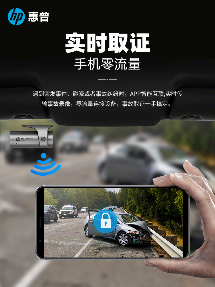 惠普行车记录仪f480w超高清夜视ar导航免走线360全景汽车载一体