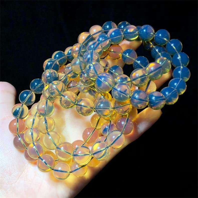 蓝珀琥珀蓝珀手串墨西哥天然多米尼加5a天空蓝琥珀佛珠老矿男女款