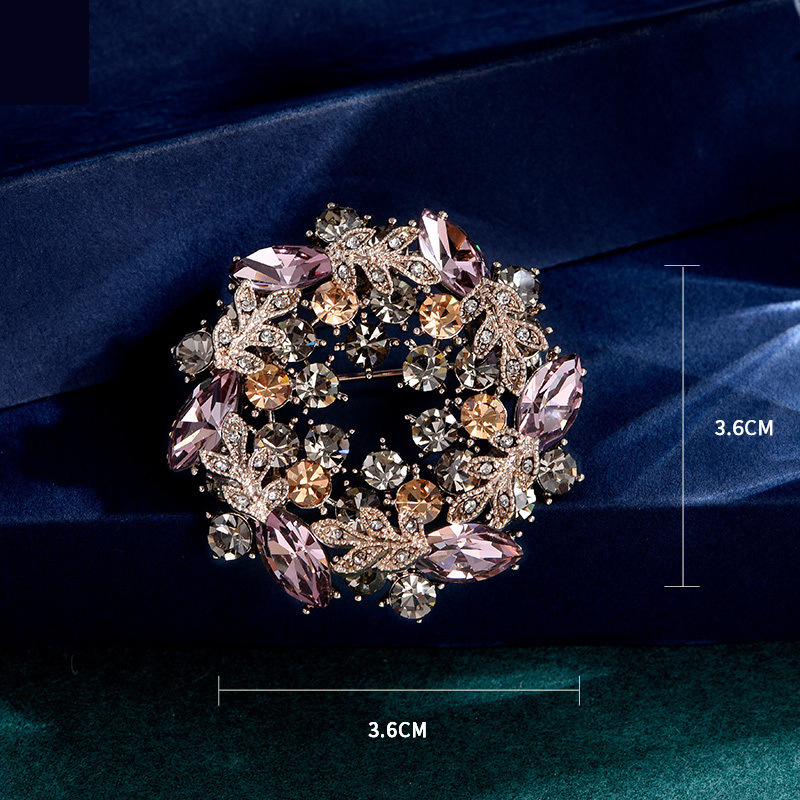 High-End Brooch Bauhinia Large Garland Corsage Clothing Accessories with Diamonds Retro Pin Exquisite Full Diamond Pin Clothing Accessories