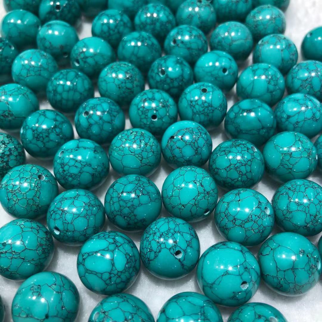 菱镁矿二代优化绿松石网花水草纹圆珠-阿里巴巴