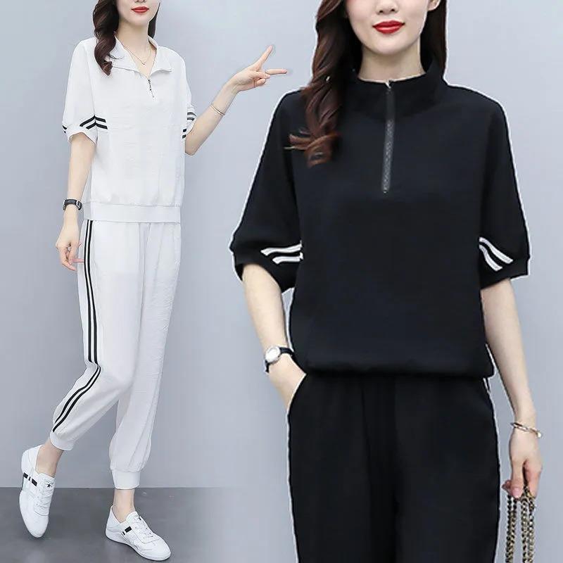 夏装时尚搭配休闲运动卫衣套装女2024夏季新款女装洋气减龄两件套