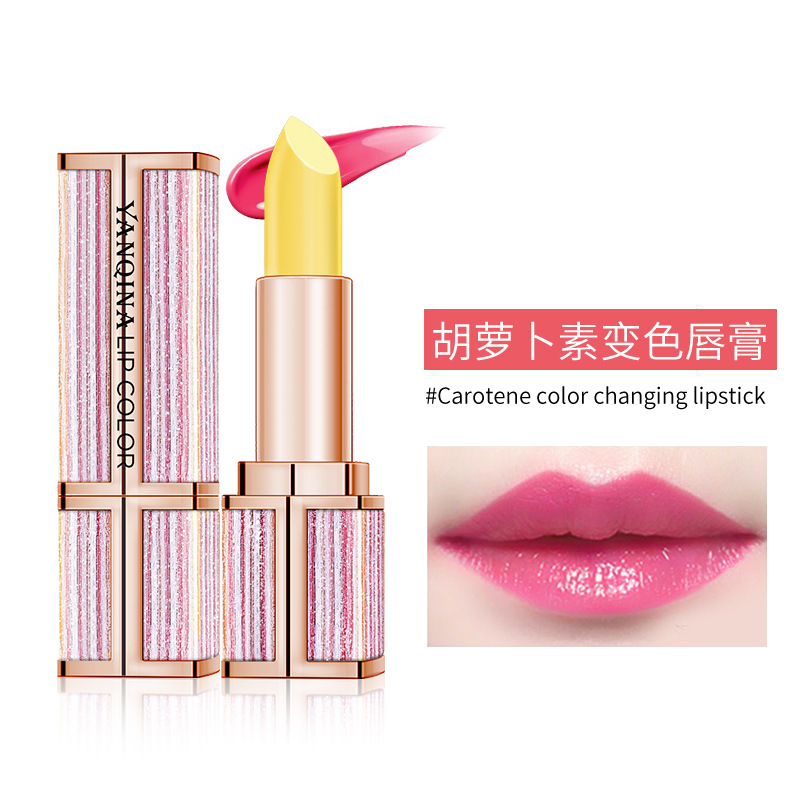 Yanqina Carotene Color-Changing Starry Sky Lipstick Nourishing Moisturizing Base Temperature-Changing Lipstick Makeup Live Wholesale