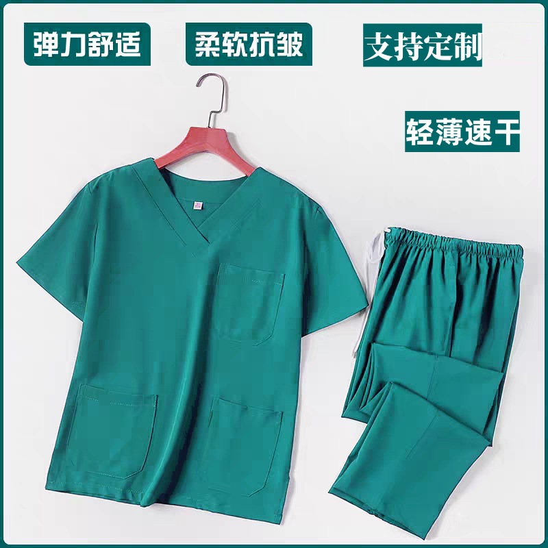 跨境弹力高端洗手衣分体套装护士服医师美容口腔医院工作服