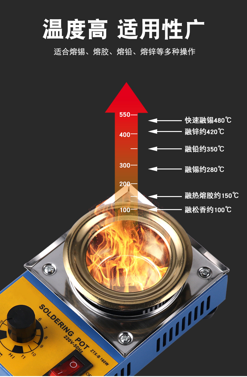 小型熔锡炉可调温镀钛锅圆形锡炉锡锅直径100mm电工焊接线头上锡