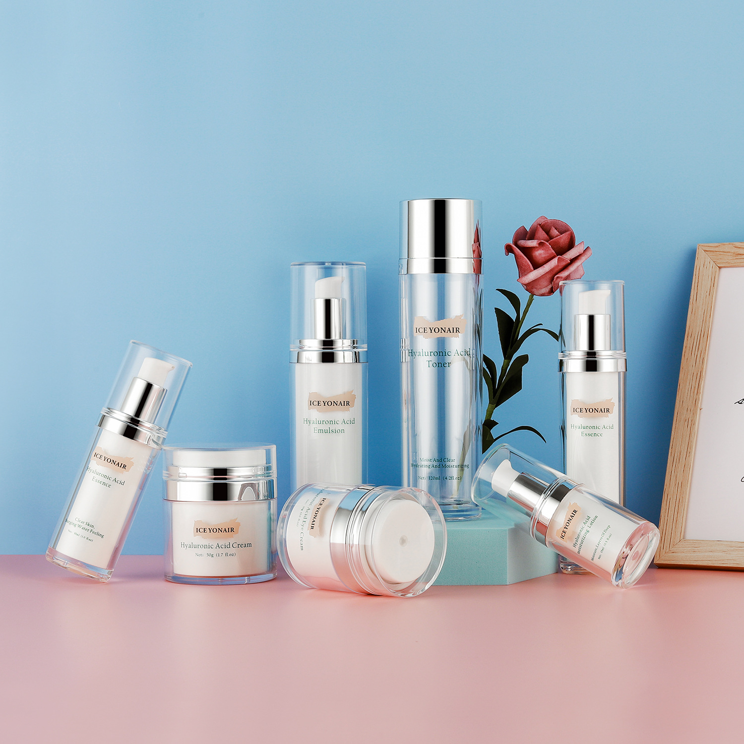 高端亚克力双层化妆品瓶银色真空分装瓶按压瓶护肤品套装瓶子现货