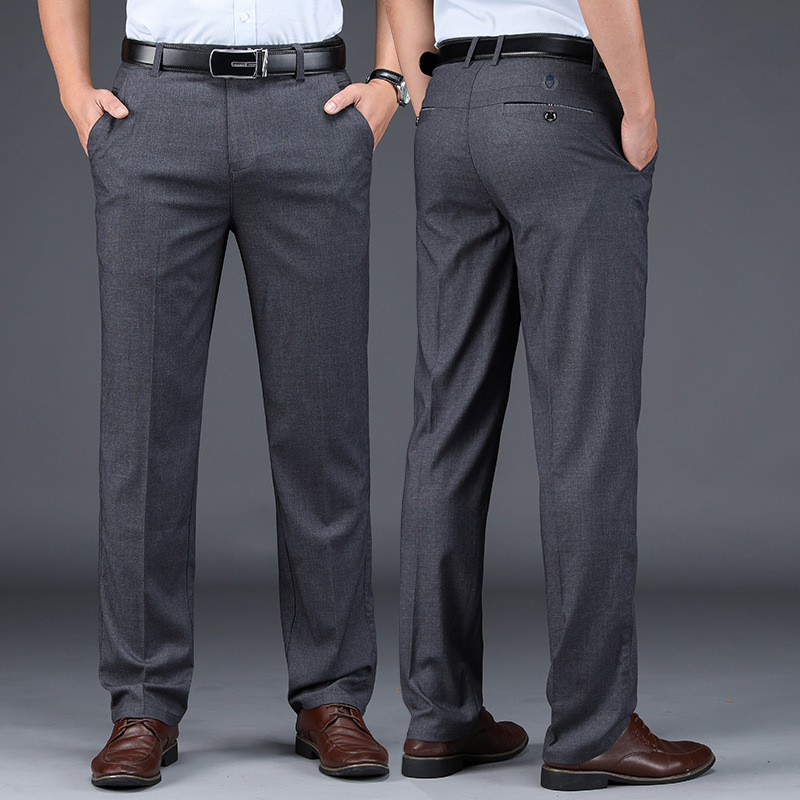 休闲裤男士宽松直筒春夏款薄款高腰爸爸中老年商务西裤长裤子男裤