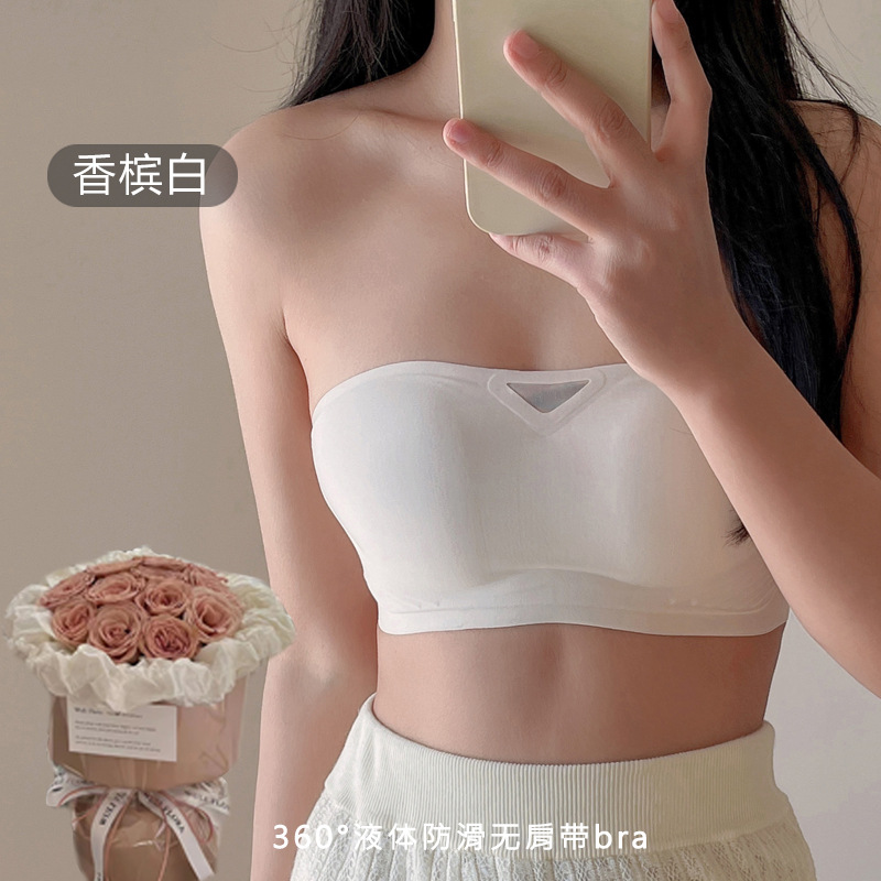 Strapless Seamless Underwear Women's 3d Push up No Wire Accessory Breast Push up Tube Top Wrapped Chest Non-Slip Fixed Cup Invisible Bra