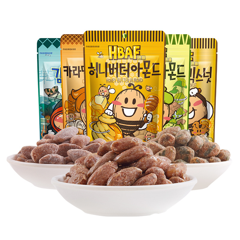 HBAF芭蜂韩国进口蜂蜜黄油扁桃仁坚果零食能量装70/80g