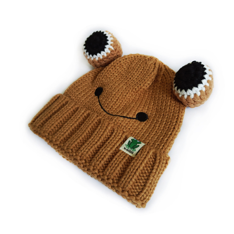 Chengwen Children's Hat New Cute Fashion Knitted Hat Frog Hat Boys and Girls Cloth Label Smiley Face Woolen Cap