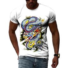 2024新款男士T恤 龙年3D短袖立体龙图案3D印花个性圆领T恤上衣