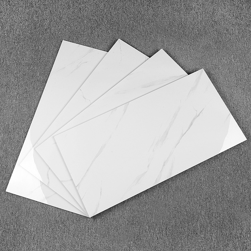 欧式客厅走道厨房卫生间全瓷中板爵士白灰色瓷砖400x800亮光墙砖