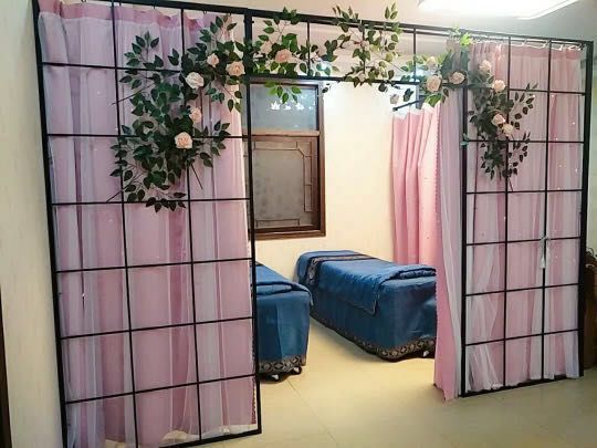 北欧办公室卧铁艺屏风房间隔断墙客厅轻奢简约现代户型移动美容店