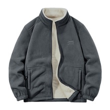 2022秋冬新品抓绒衣秋冬休闲宽松加绒加厚卫衣摇粒绒男士外开衫套