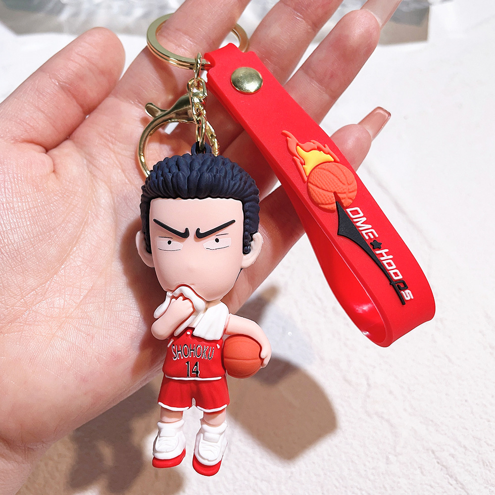 Japanese Slam Dunk Basketball Keychain Rukawa Kaede Hanamichi Sakuragi Car Shape School Bag Pendant Small Gift Wholesale