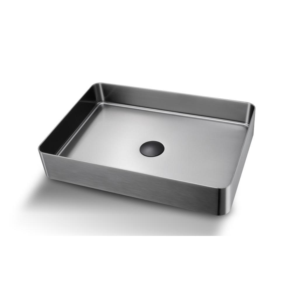北欧枪灰黑色洗脸盆不锈钢家用阳台洗手池方形台上盆单盆洗漱盆