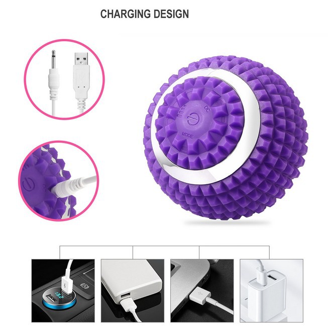 Four-Gear Electric Yoga Ball Vibration Massage Ball Muscle Relaxation Fascia Ball Fitness Equipment Factory Direct Supply Delivery