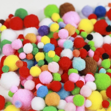 批发毛毛球儿童服饰配件丙纶环保混色绒球毛球幼儿园手工diy玩具