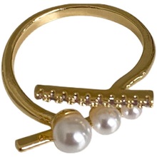 时尚个性精致锆石珍珠戒指女小众设计轻奢感指环年新款潮