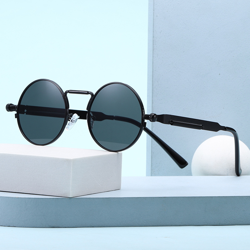 2024 New Retro round Frame Sunglasses Fashion Slimming Plain Glasses Trendy Street Shot Sunglasses Wholesale 8013