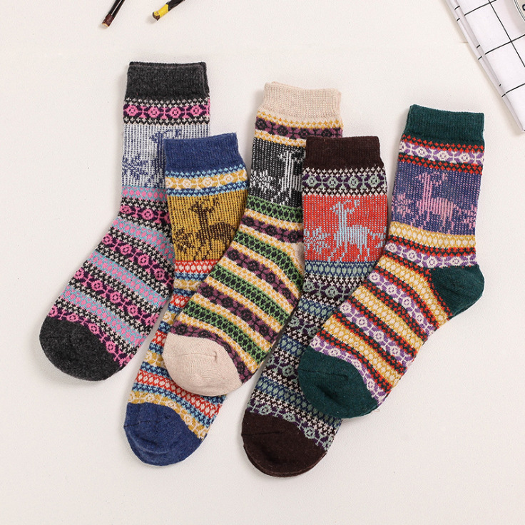 Women's Thickened Warm Wool Socks Two-Way Ethnic Style Socks Thick Needle Parallel Casual Fashion Haining Manufacturer