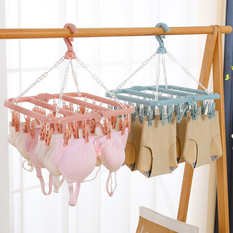 Adult Windproof Clothes Hanger Plastic Multi-Clip Clothes Hanger Children Socks Rack Baby Household Multi-Functional Drying Rack