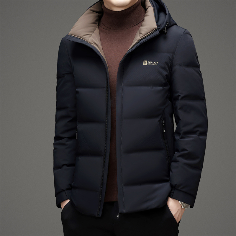 品牌高端羽绒服男短款活帽冬季爸爸装外套秋冬季新款男士鸭绒服男
