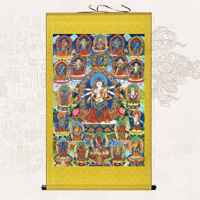 唐卡天法二十一财神佛像菩萨画像令众生财富如雨卷轴挂画结缘密宗