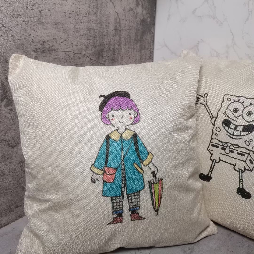 线稿手工彩绘水画海绵宝宝图案组合系列抱枕套枕芯活动沙龙靠枕套