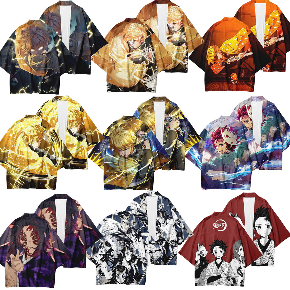 鬼灭之刃demon slayer和服披风我妻善逸3d动漫同款成人儿童羽织服