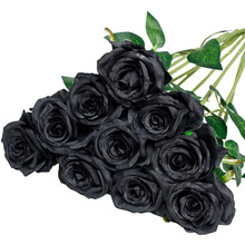 跨境新品暗黑色派对仿真玫瑰花 感恩圣诞人造仿真植物万圣节装饰