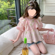 女童短袖T恤2024夏季新款韩版洋气中大童短袖女孩泡泡袖半袖上衣
