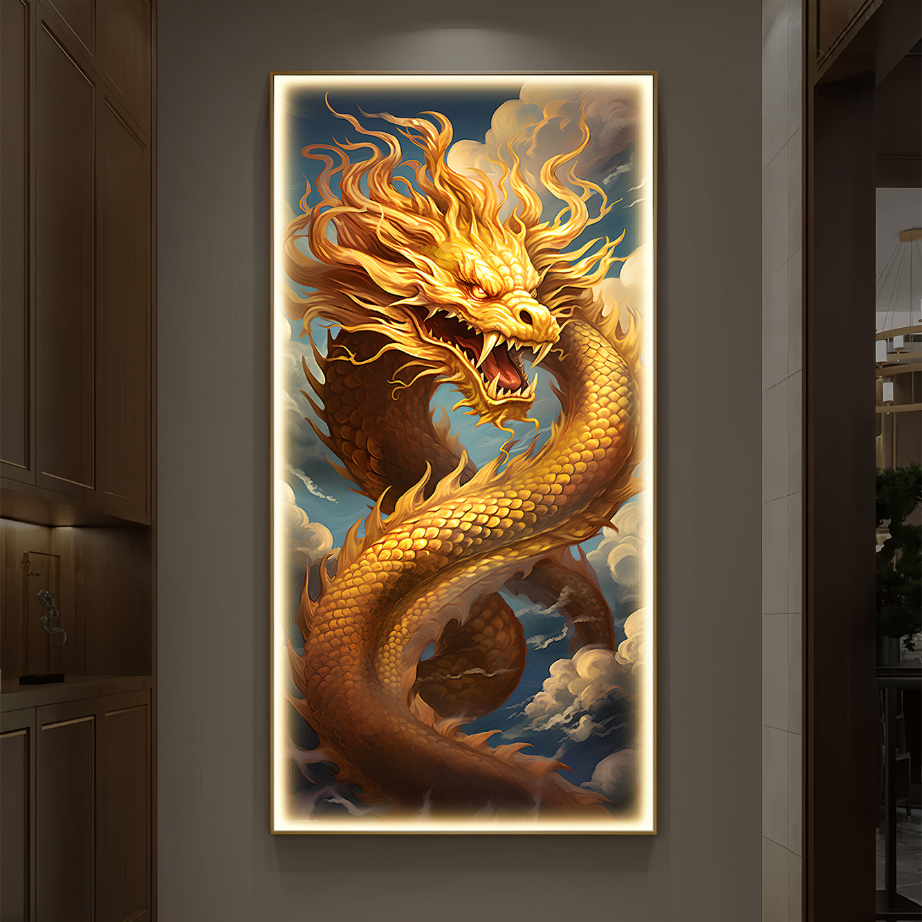 吉祥富贵金龙入户玄关装饰画现代走廊过道挂画客厅酒店会所壁画