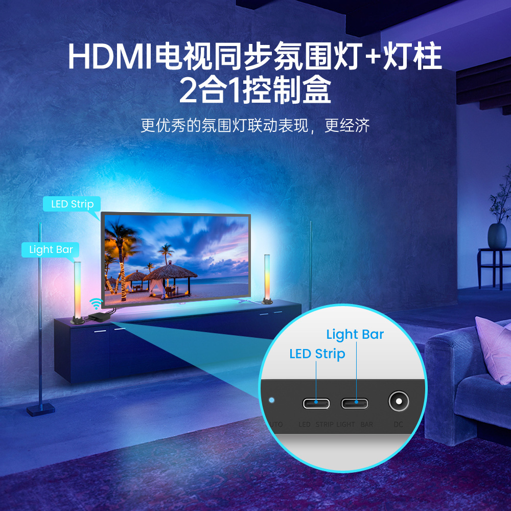 Graffiti Smart TV Light with TV Hdmi Screen Synchronization Background Colorful Ambience Light Voice Control