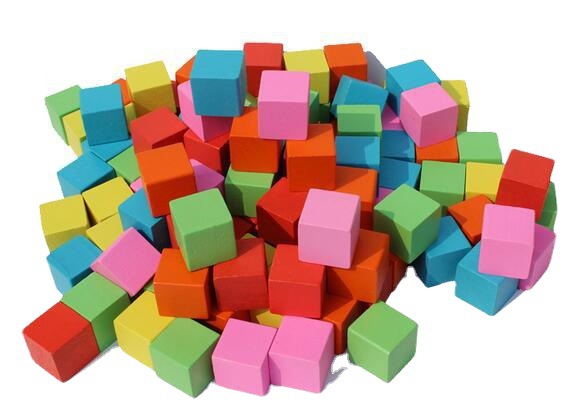 100粒积木立正方体木块教具木色彩色木方块木块