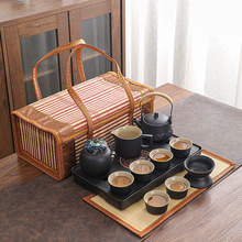 旅行便携粗陶功夫茶具收纳包套装家用茶杯简约现代陶瓷茶壶泡茶台