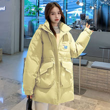 韩版加厚棉服外套女2022年冬季新款工装收腰显瘦连帽保暖棉衣棉袄