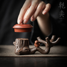 复古紫砂壶盖置陶瓷创意桌面茶宠摆件茶壶盖托盖碗茶托茶漏茶滤架