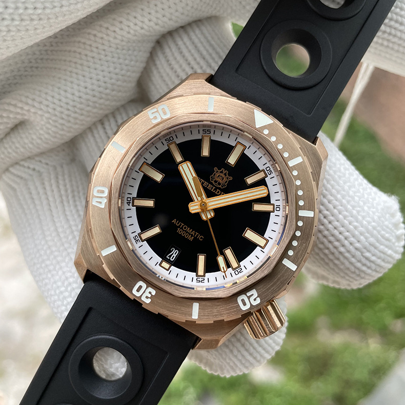 复刻德国进口高级cusn8锡青铜1000m深海潜水夜光运动自动机械手表