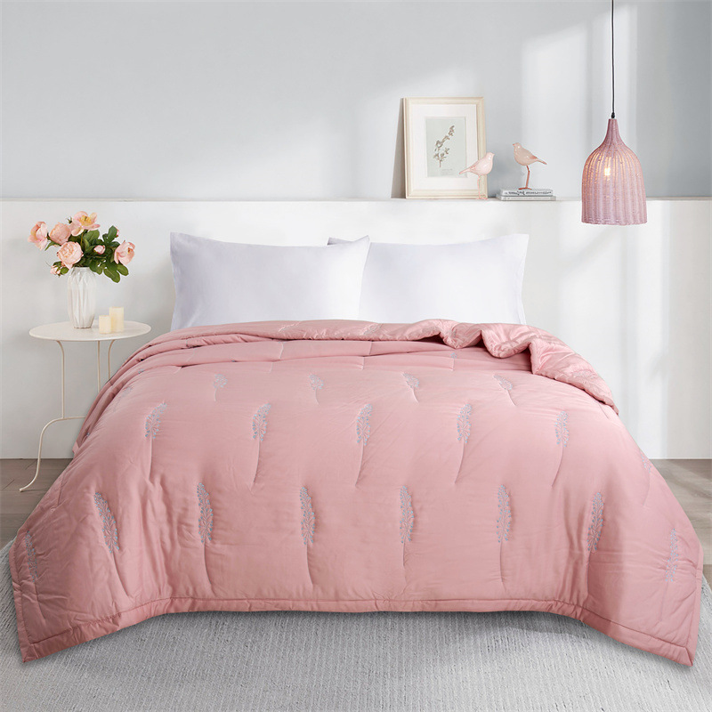 简约天丝夏凉被绣花空调被水洗超柔双人羽丝棉凉感夏被1.81.