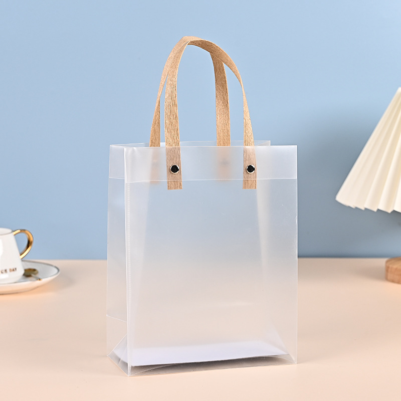 厂家直供 pp磨砂手提袋批发 喜糖伴手礼透明礼品袋可印logo