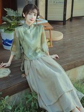 新中式茶服两件套装日常改良汉服女成人文艺国风显瘦温柔