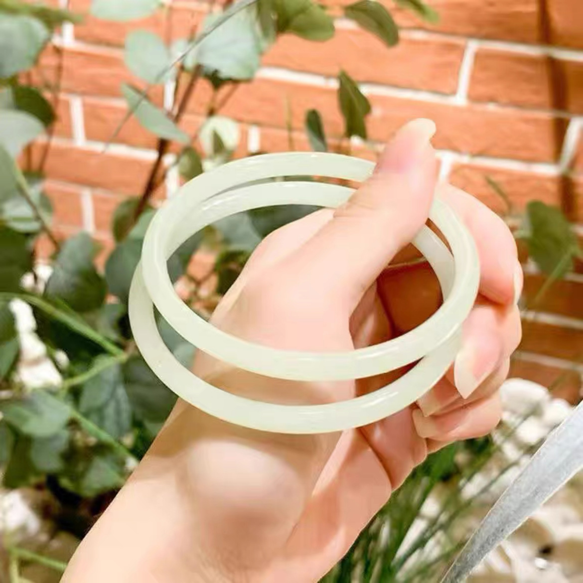 一步一响叮当镯冰川蓝十里桃花粉嫩手镯仿玉髓玫瑰古风叮当响玻璃