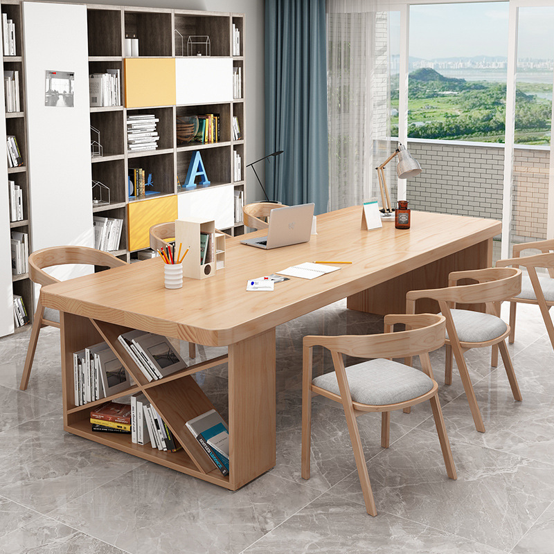 北欧客厅实木大书桌家用儿童圆角写字台大板桌子工作台学生学习桌