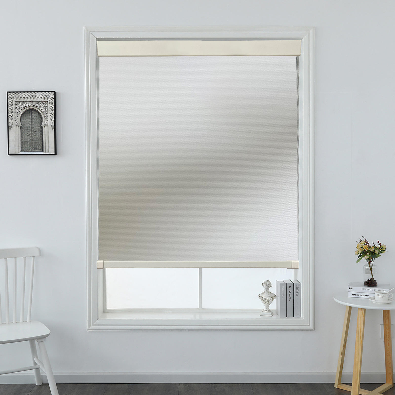 3908卷帘窗帘免打孔安装卫生间全遮光防水手拉卷拉式办公室升降