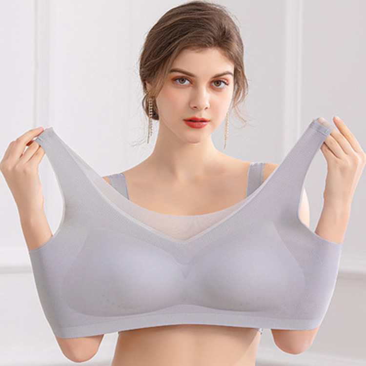 Summer Ultra-Thin Mesh plus Size Sleep Bra Mesh Cup Push up without Wire Accessory Breast Push up Underwear with Chest Pad for Women
