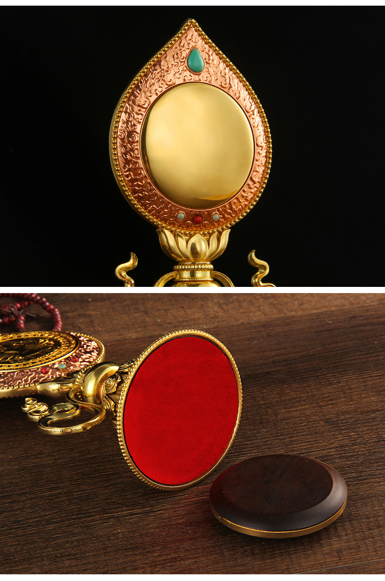 佛教纯铜准提镜观音法门准提母背面刻显密圆通成心要集准提宝镜