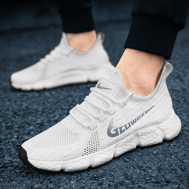 新款高弹飞织休闲运动鞋男鞋爆米花底透气网面跑步鞋潮鞋男-阿里巴巴
